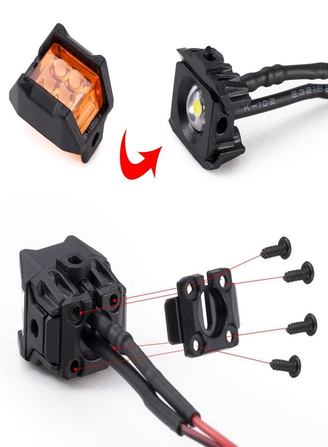 MORFUM 2Pcs RC Car Square LED Lights Headlights Spotlight Bumper LED Headlight 12mm for 1/10 RC Crawler Axial TRX4 SCX10 Upgrade Part Decoration Lights (Orange) - Image 5
